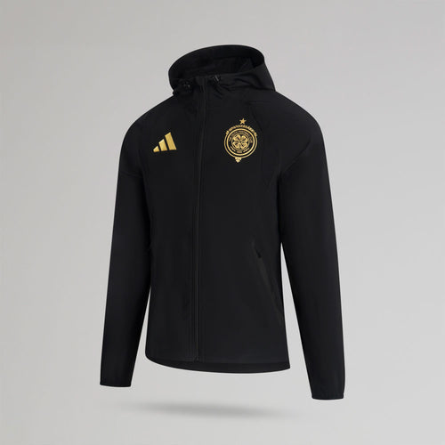 adidas Celtic Tiro Travel Black Full Zip Hooded Windbreaker