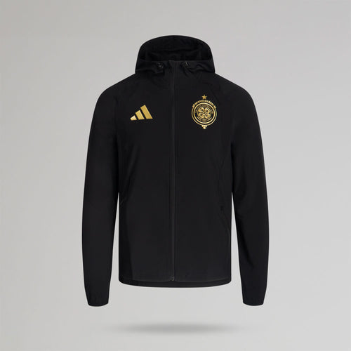 adidas Celtic Tiro Travel Black Full Zip Hooded Windbreaker