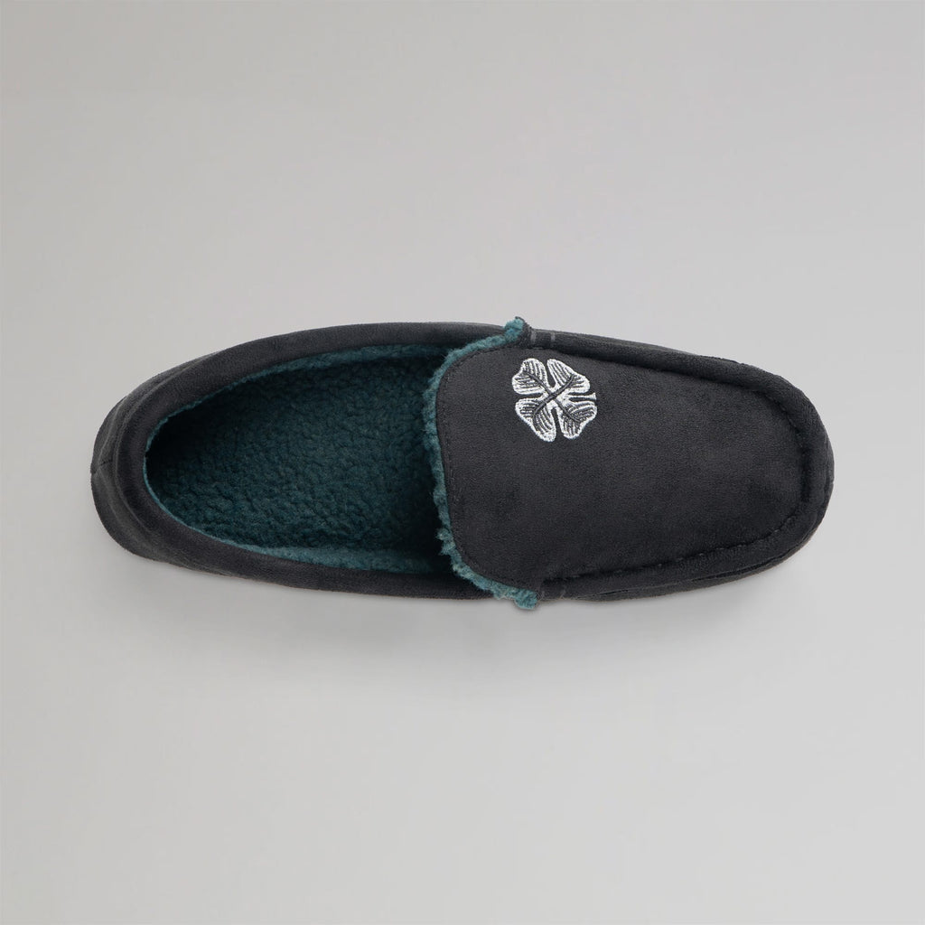 Celtic Clover Men's Black Moccasin Slippers