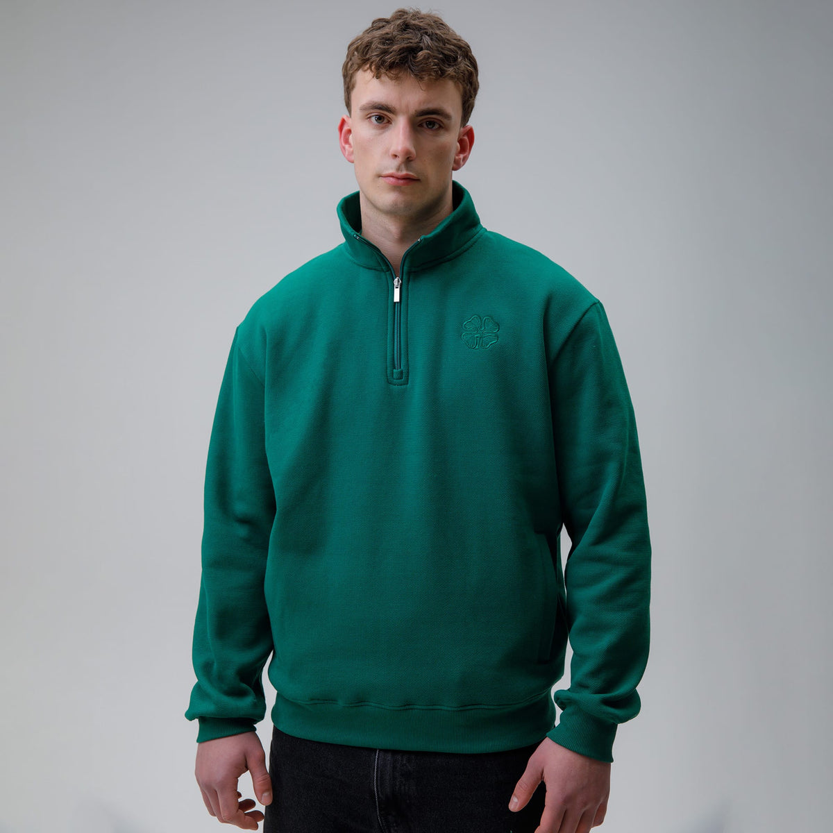 Celtic Clover Men's Dark Green Quarter Zip