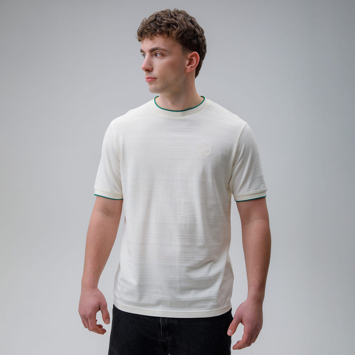 Celtic Clover Men's Jacquard White T-Shirt