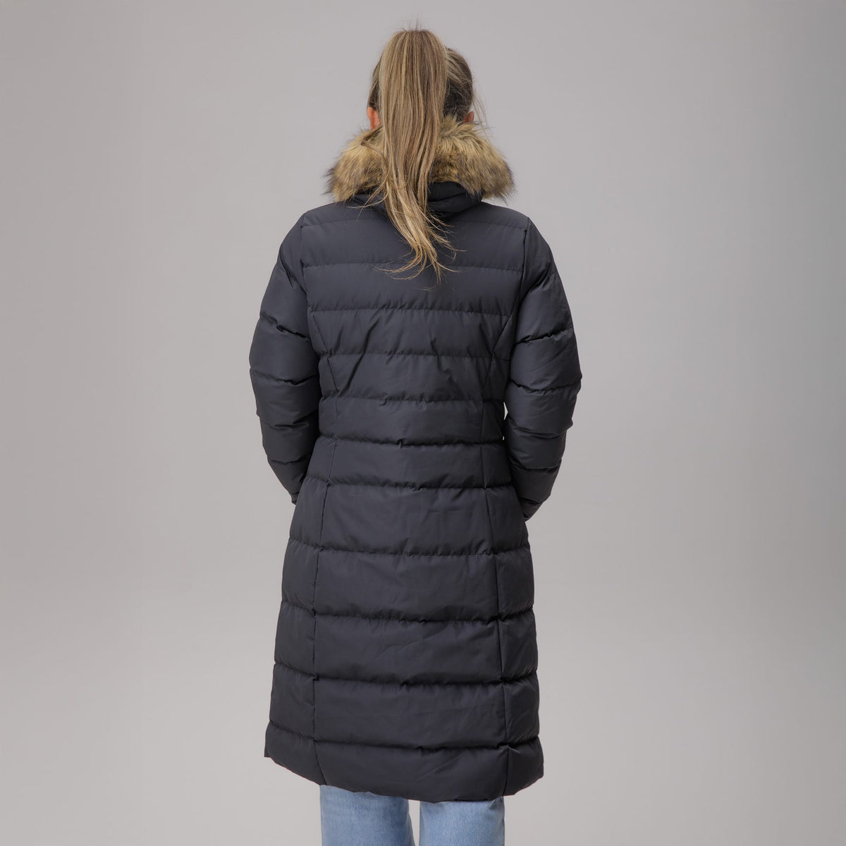 Celtic Crest Women's Long Padded Black Jacket